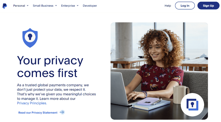 PayPal's Privacy home page