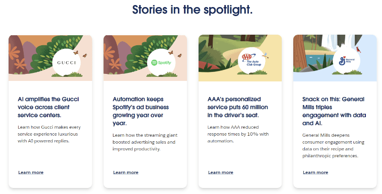 Home page of Salesforce's Success Stories page