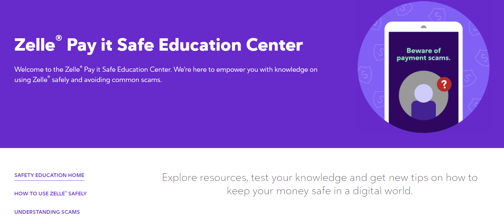 Zelle's education center full of how-tos and guides for users.